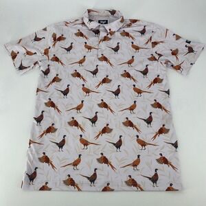 Waggle Mens Pheasant Print Golf Polo Shirt Short Sleeve Collared Casual XL